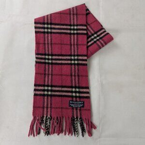 Burberry London 90% Merino Wool & 10% Cashmere Classic Nova Check Pink Scarf
